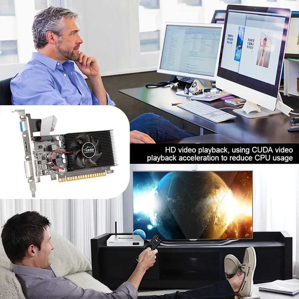 

GT610 Video Card 810MHZ DDR3 1GB Gaming Video Card HD VGA DVI Interface Replacement Accessories for Computer Desktop Game