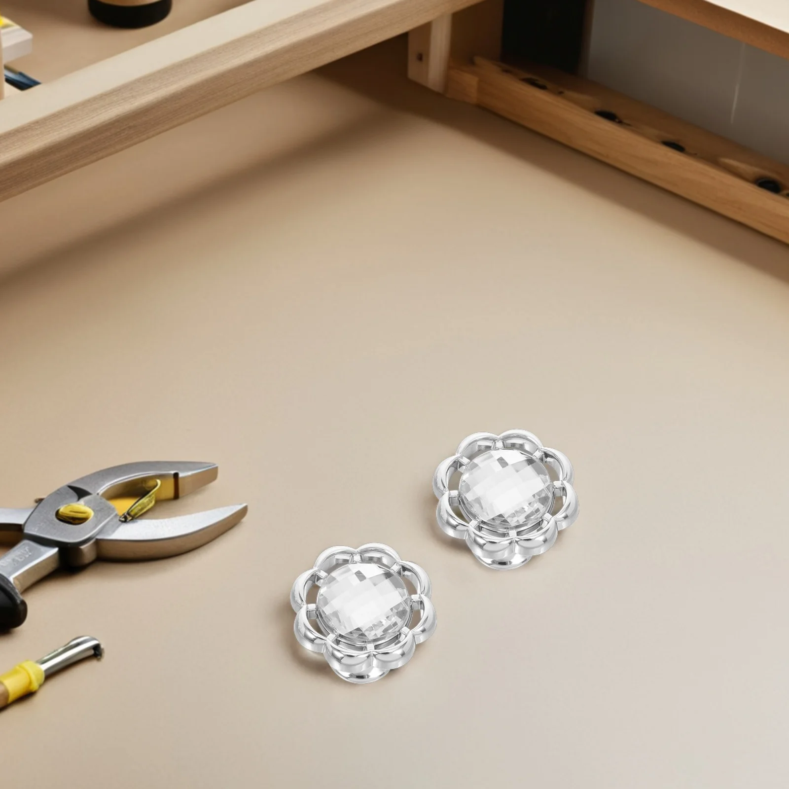 12Pcs Rhinestone Flower Shape Decorative Knobs for Cabinets Drawers Wardrobes Versatile Home Decor Handle Decorative Handles