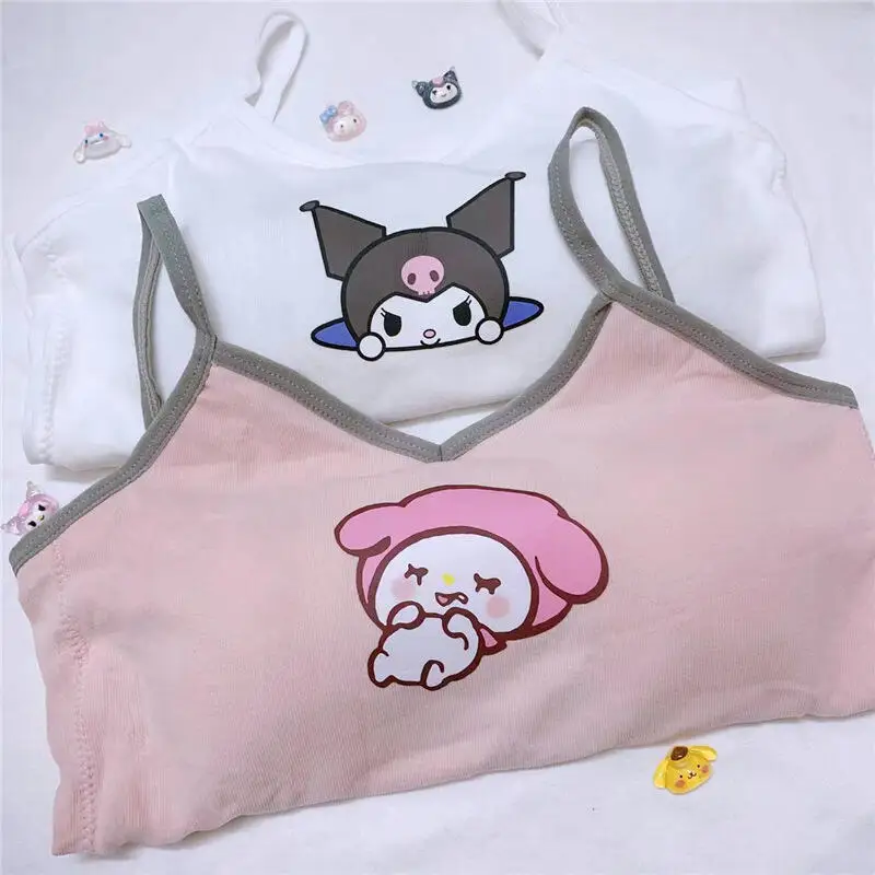 Sanrio Fashion Clothing Hello Kitty 2000 Top with Breast Pad Cute Top Girl Summer Cool Cropped Top White Sexy Suspender Girl Gif