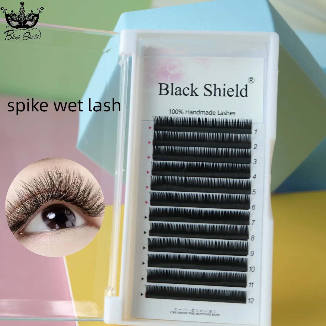 

Black Shield Spike Wet Eyelash Extension 0.07mm Spikes Lashes Manga Wispy Cosplay Type Eyelashes Fluffy