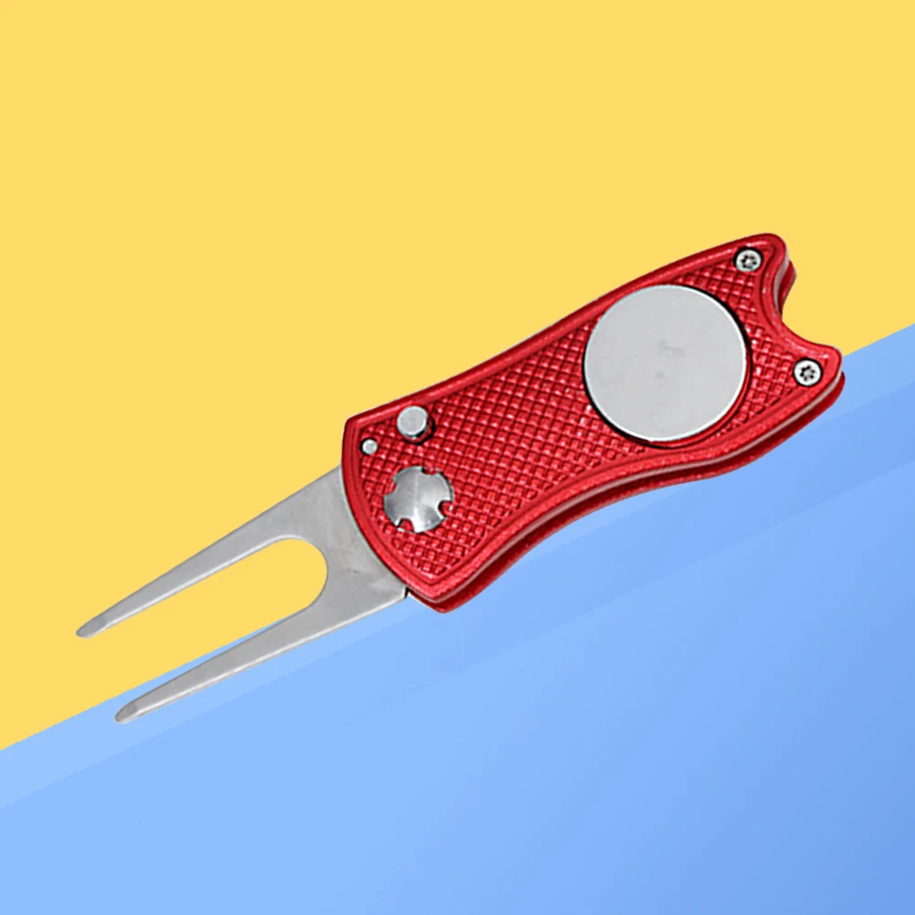 

Golf Fork Course Maintenance Tool Divot Stainless Steel Foldable Ball Markers Ergonomic Portable Repair