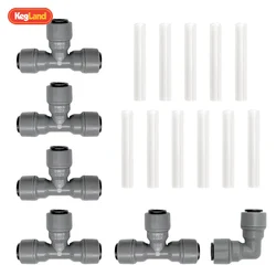 Kegland Plastic Connector Kits for 6 Output Gas Board (T-shaped Quick Connect+elbow+PP Pipe ) Beer Brewing Accessary