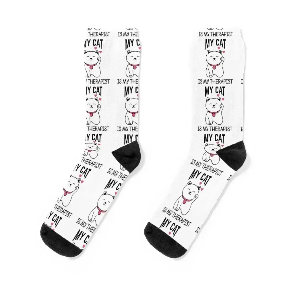 

My Cat Is My Therapist Socks set happy Lots custom Socks Women Men's
