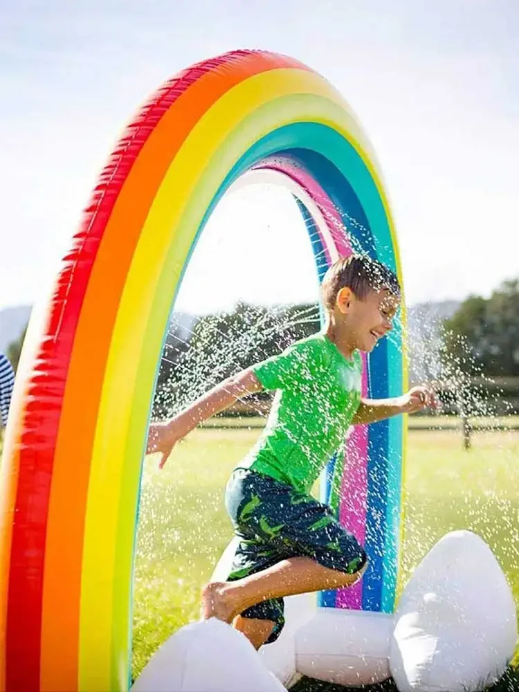 Inflatable arch kindergarten new water jet rainbow shape arch holiday decoration outdoor water toy