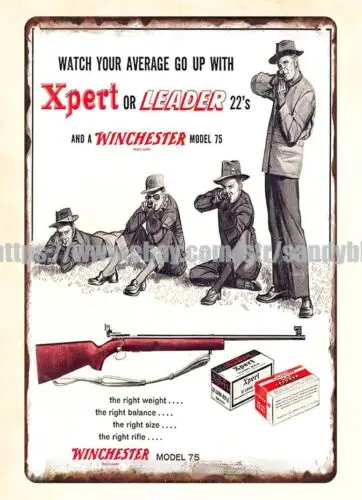Winchester xpert líder 22 munición pistola caza letrero de metal estaño decoración de pared de baño