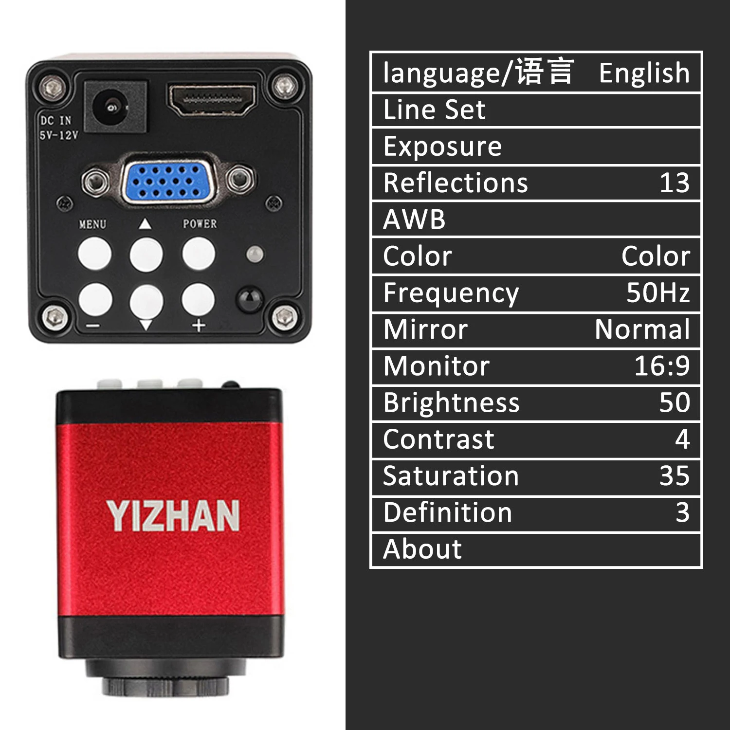 Yizhan HD 1080P 4K Digital Mircoscope HD HDMI USB VGA Mircoscope C-Mount Kamera 2K 1-150X Zooms 0,5X Barlow Objektiv Starker Ständer – Detail 30