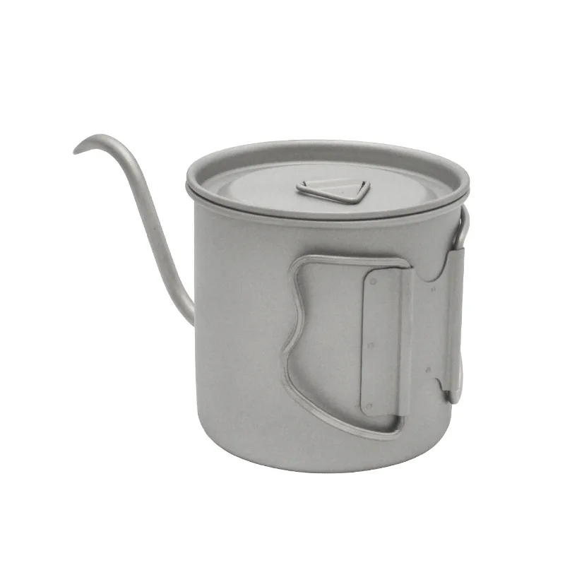Titanium Pour Over Kettle 400ml Gooseneck Coffee Pot Removable Spout Folding Handle Camping Outdoor Brew Kettle Accessory