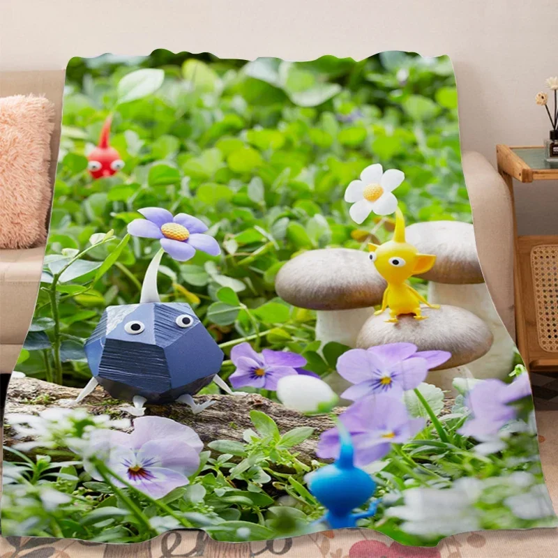 

Модное одеяло с мультяшным принтом Pikmin, мягкое и теплое, для дома, путешествий, пикника, подарок на день рождения