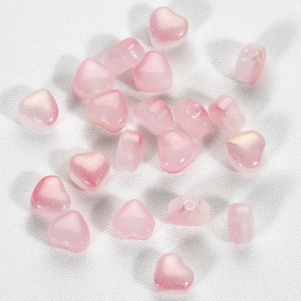 20pcs AB Color Heart Beads 6mm Red Czech Glass Loose Spacer Beads for DIY Earrings Necklace Jewelry Making Hairpin Accessories