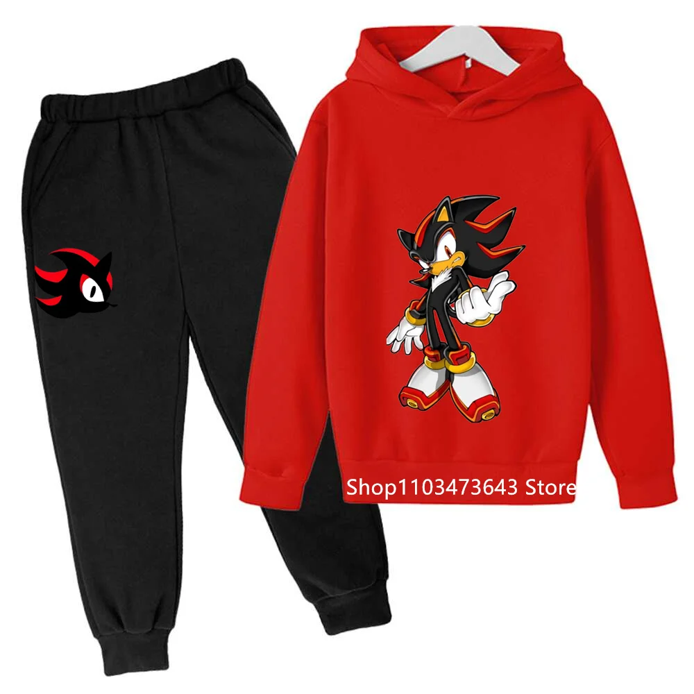 Sonics sweat à capuche pour enfants pantalon costume mode Anime sweats à capuche garçon lettre sweats décontracté impression dessin animé survêtement pulls