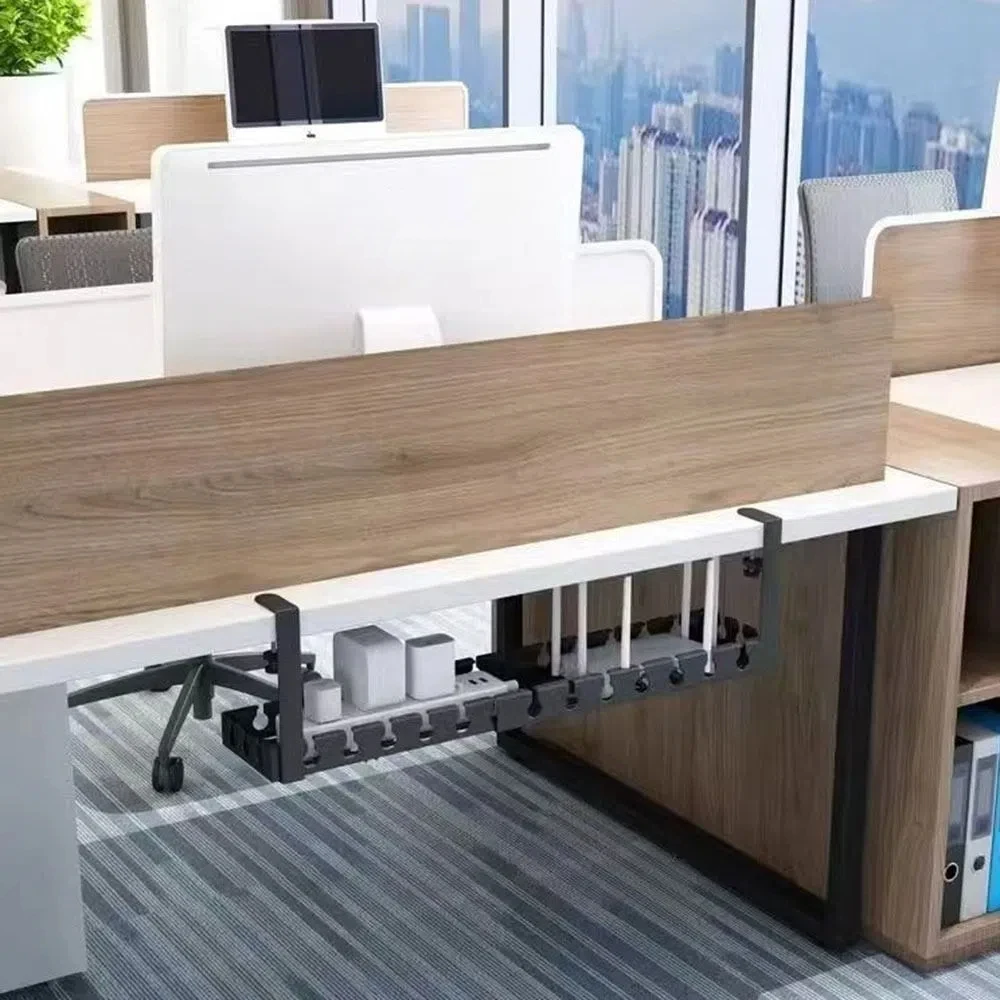 Extendable Under Desk Cable Management Tray Sturdy Space Saving Cord Hider Raceway Adjustable Clamps No Drilling Cable Tray