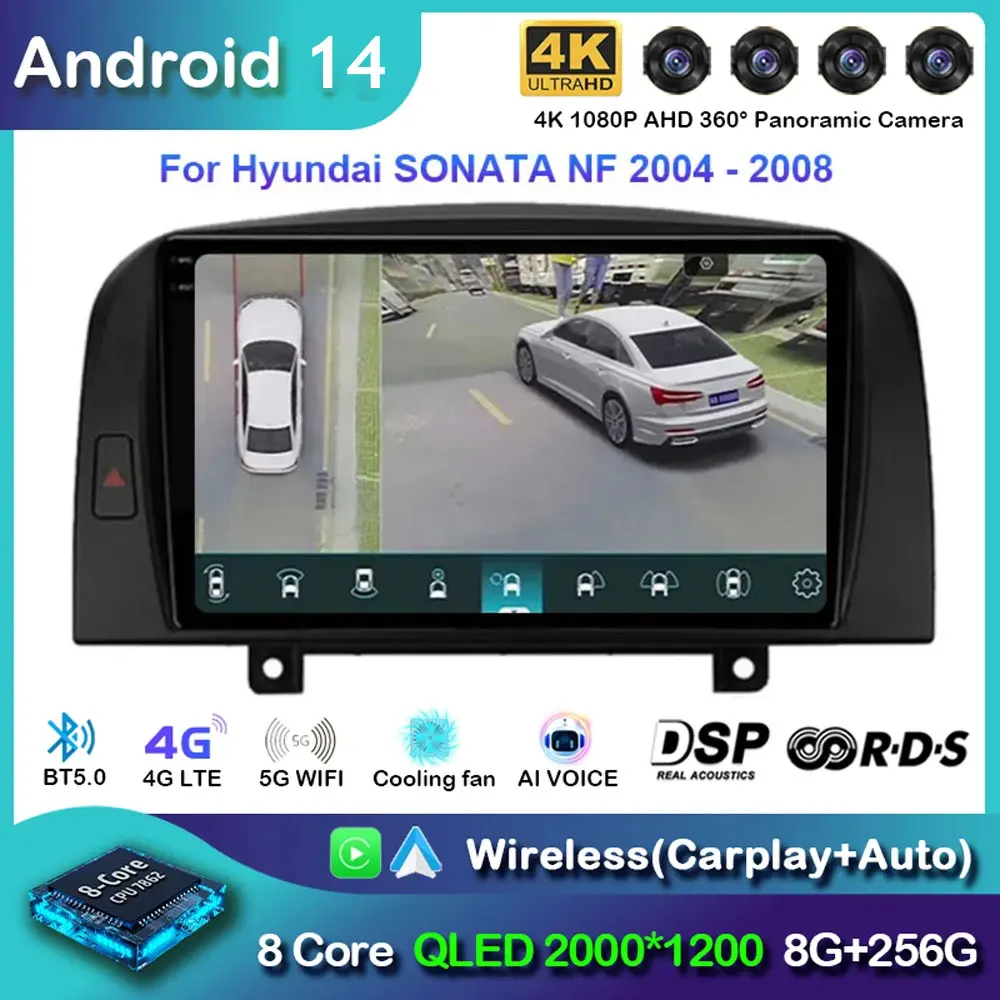 

Android 14 For Hyundai SONATA NF 2004 2005 2006 - 2008 Car Radio Navigation Multimedia Player Stereo GPS WiFi+4G Videa Carplay