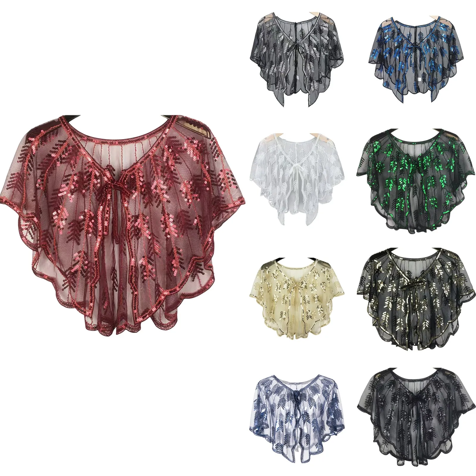 يلتف المرأة ورقة مطرزة ثوب مسائي ساحر أنيق فريد شال مساء فستان حفلة كرنفال عادية مطرز ريترو القمم #2