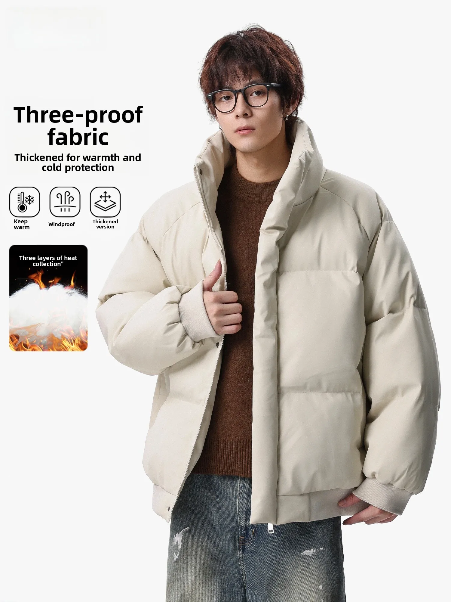 

Теплый хлопковый джемпер из искусственной кожи, мужское зимнее новое хлопковое пальто в стиле ретро с воротником-стойкой, молодежное модное модное пальто