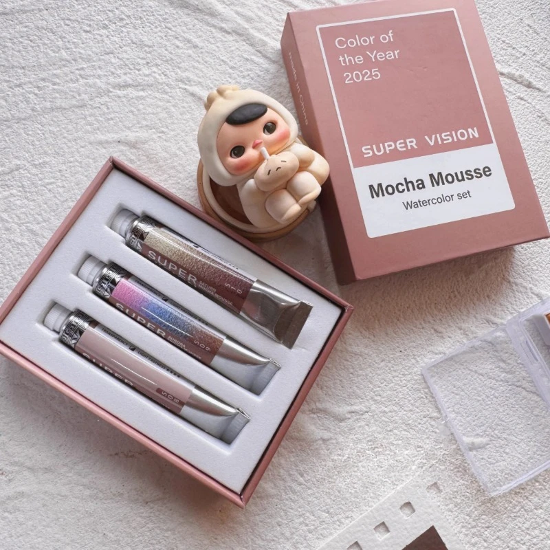 Super Vision 2025 New Color Mocha Mousse Chameleon Popular Color Set Portable Watercolor Packed Nail Art Paint Art Supplies