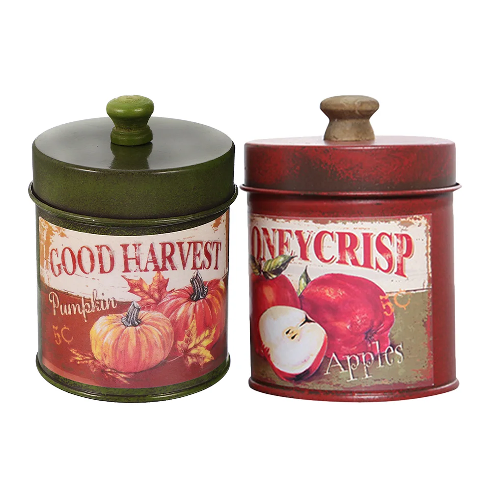 

Cookie Jar Vintage Tin Canisters Storage Bucket Retro Decor Succulent Pots Kitchen Plants