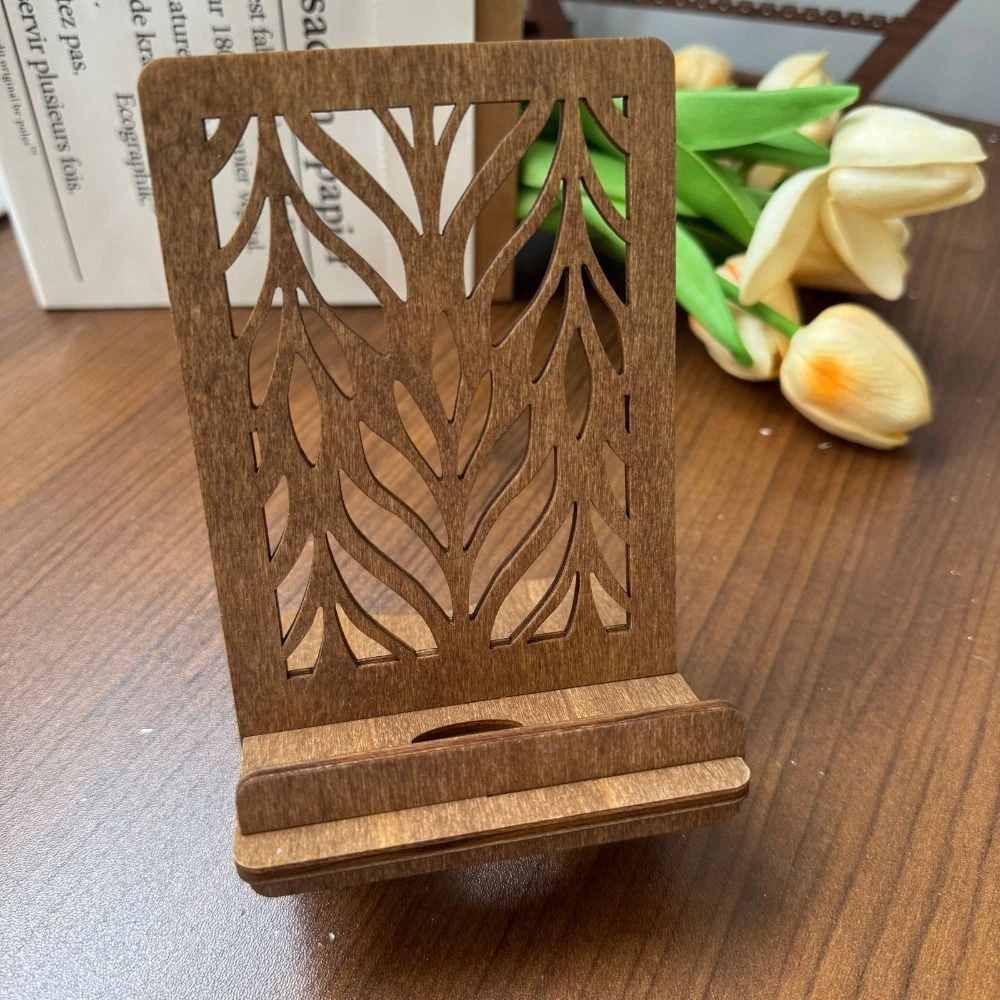 Home Decor Hollow Desktop Phone Holder Leaves Pattern Boxwood Stand Bracket Heat Dissipation Stable Cellphone Standing Men
