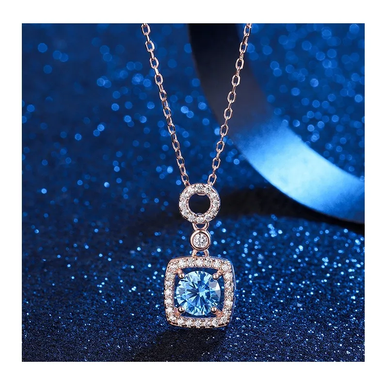 

Clavicle Chain Female Korean Version with Diamonds Square Sapphire Necklace Female Retro Temperament Necklace for Mother
