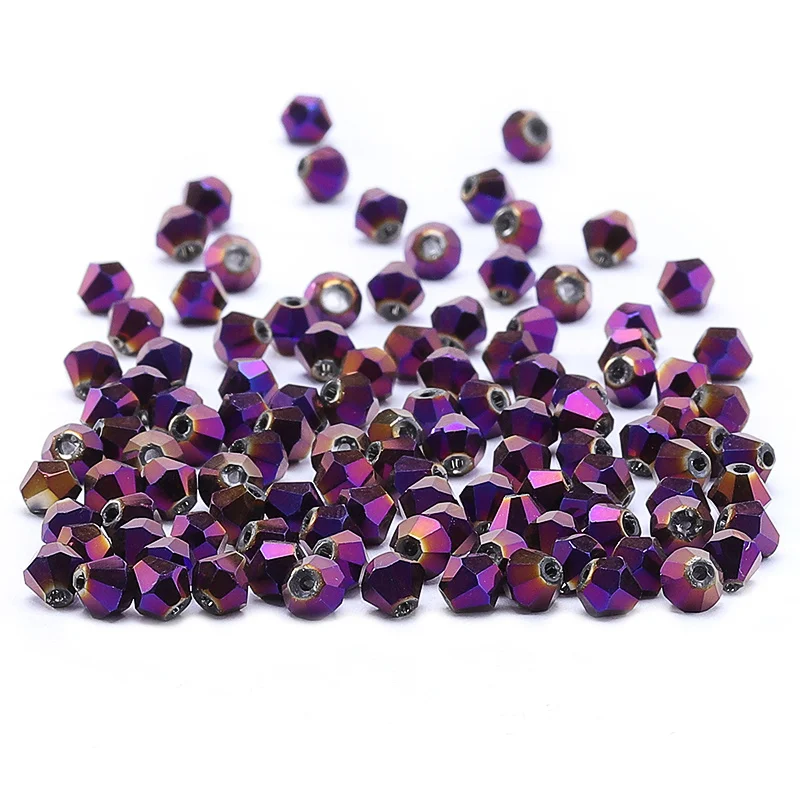 300 Stück exquisite 4 mm Doppelkegel lose Kristallperlen für Schmuckherstellungszubehör 061-080
