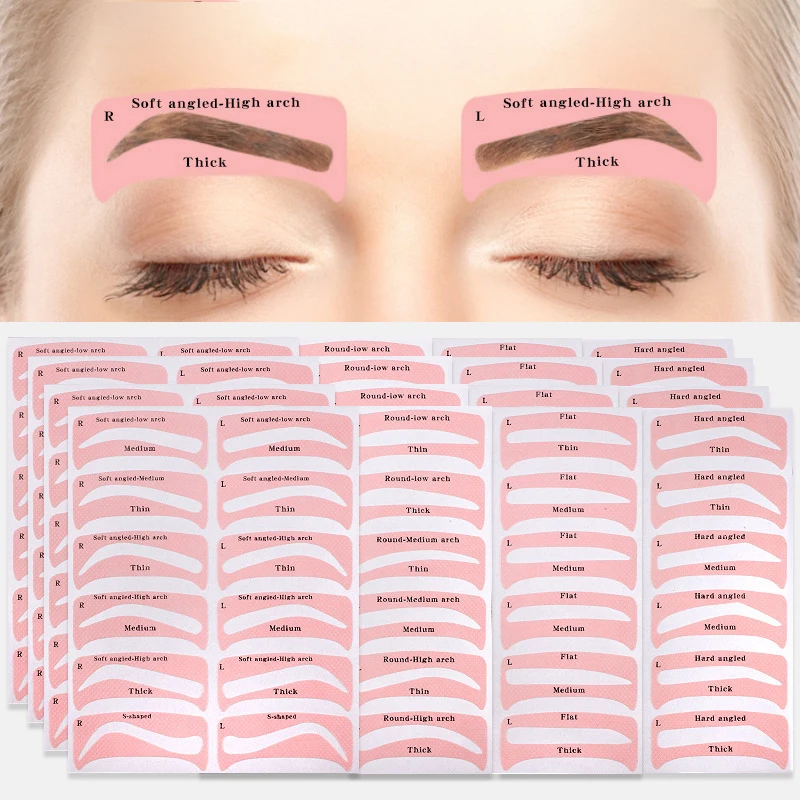1/4 Sheet Reusable Eyebrow Shaper DIY Eyebrow Stamp Sticker Card Eye Makeup Stencils Ruler Brow Definer Shaping Tool