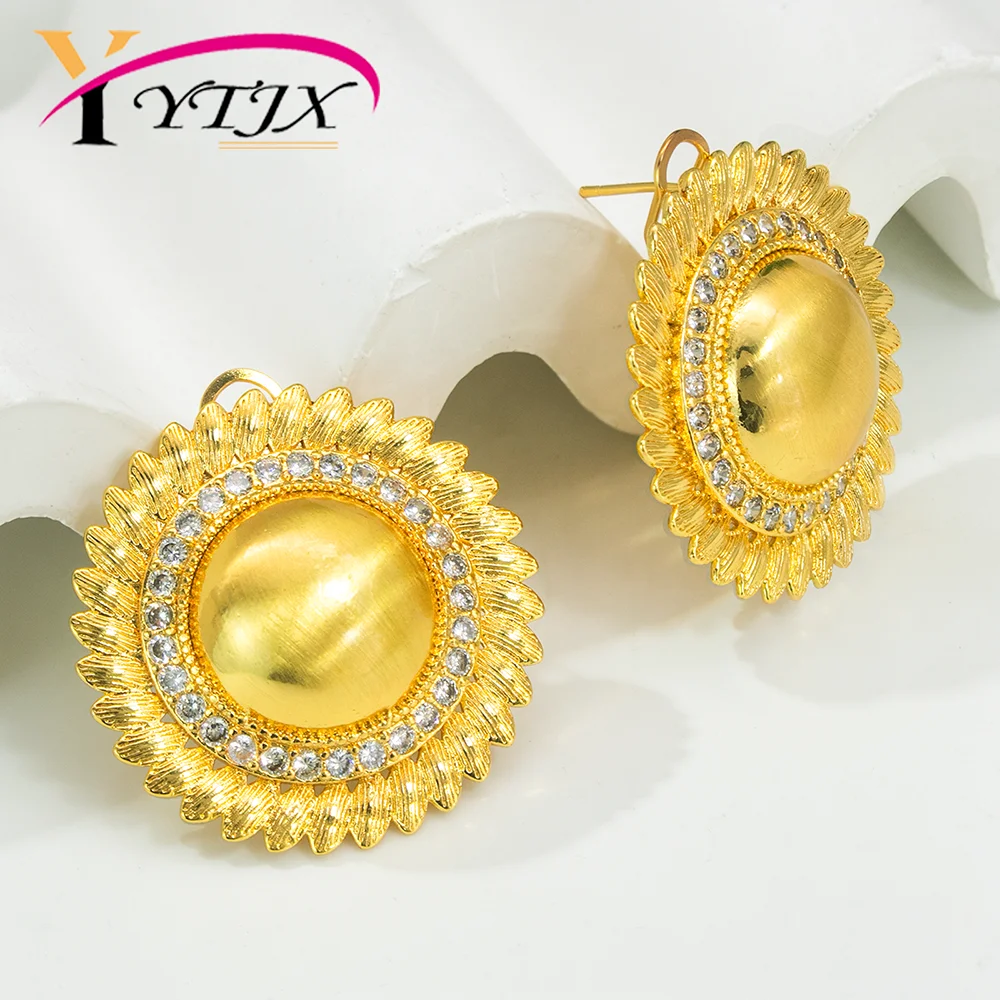 YTJX 18K Vergoldete Große Spiral-Hohlscheiben-Ohrstecker für Damen, Vintage Netz-Filigran-Ohrringe, Trendiger Afrikanischer Ethnischer Schmuck – Detail 8
