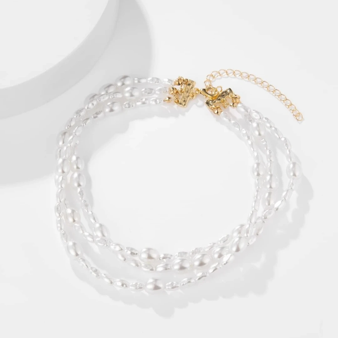 Gargantilla de cadena de perlas de imitación para mujer, Collar de cuentas de temperamento elegante, joyería para fiesta y boda, novedad de 2024