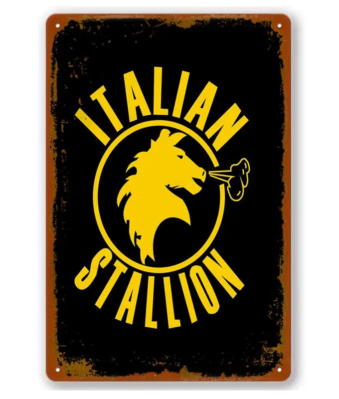 Vintage Tin Aluminum Signs Italian Stallion Poster Wall Deco For Cafes Bars Pubs Shop 8 x 12 Inch