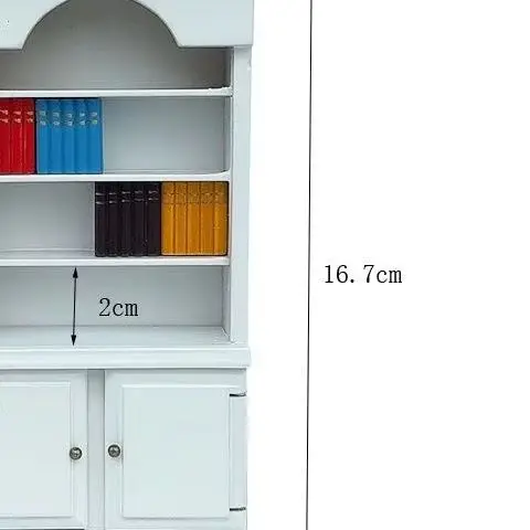 

1 Piece 1/12 Dollhouse Miniature White Wooden Bookcase With Colorful Book Blocks Simulation Furniture Model Toys For Doll House
