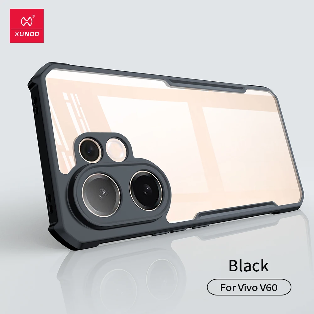 

Чехол для Vivo V60 XUNDD, противоударный прозрачный защитный чехол для камеры из ПК + ТПУ для VIVO V60
