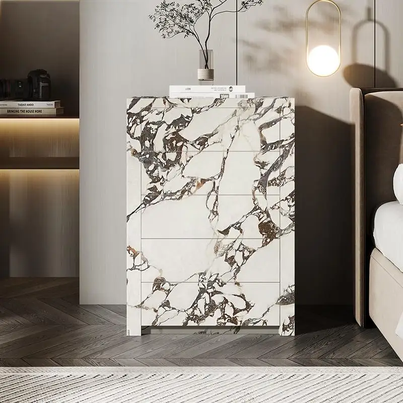 

"Premium Calacatta Gold Marble Dresser - 5-Drawer Slate Storage Cabinet with Soft-Close, Custom Wall-Mounted Design"
