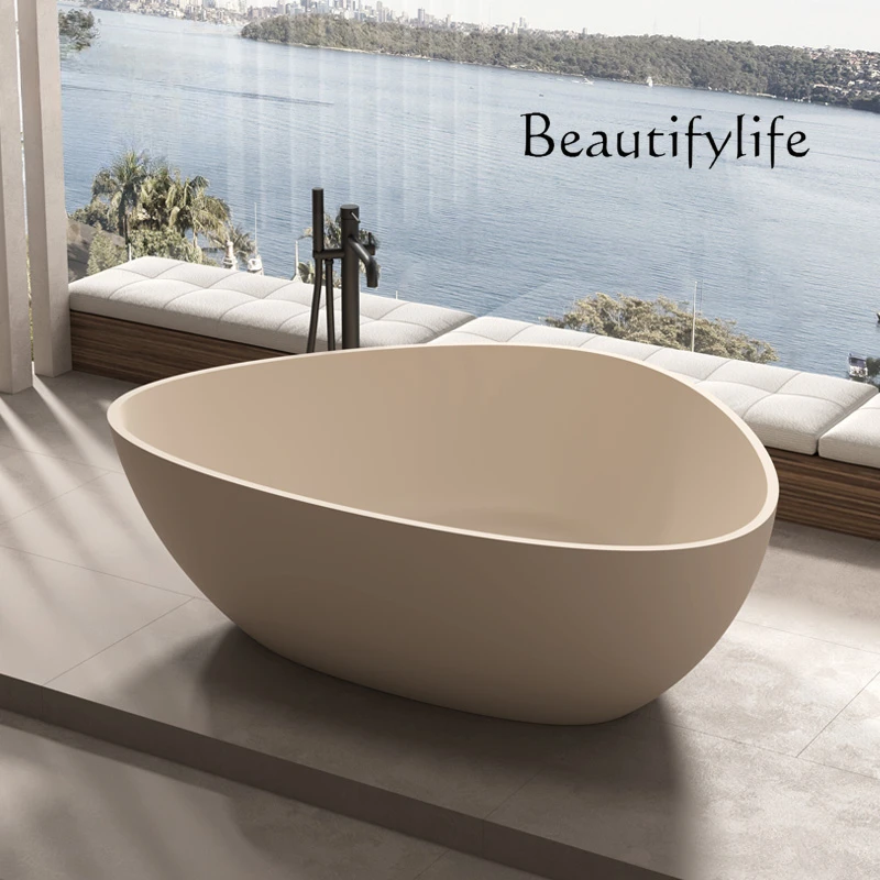 Artificial stone free-standing triangular arc bathtub hotel homestay couple adult bath