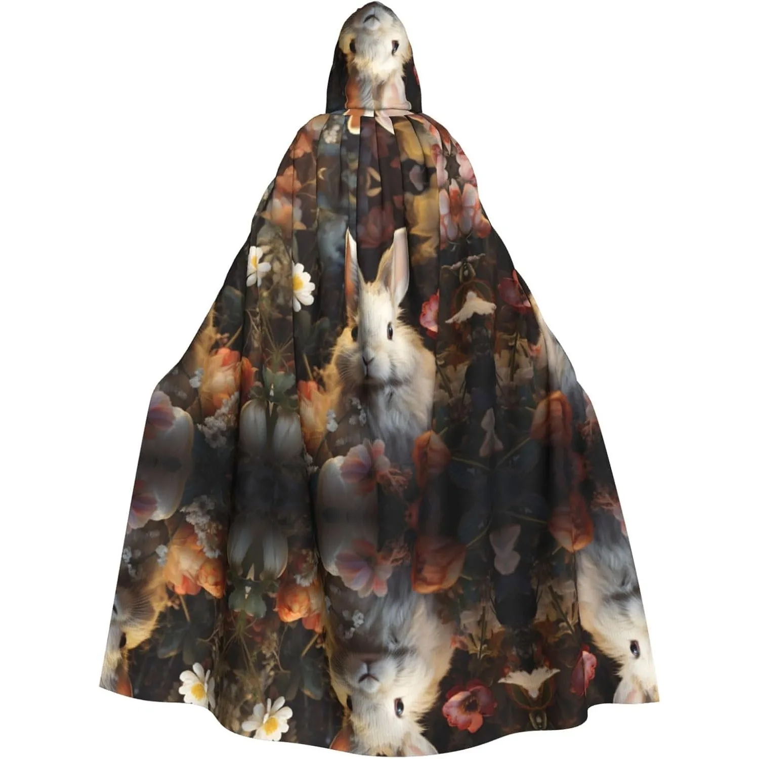 

Накидка с капюшоном для взрослых с цветочным животным принтом, карнавальная праздничная накидка, халат для косплея, костюм для вечеринки, готический карнавал