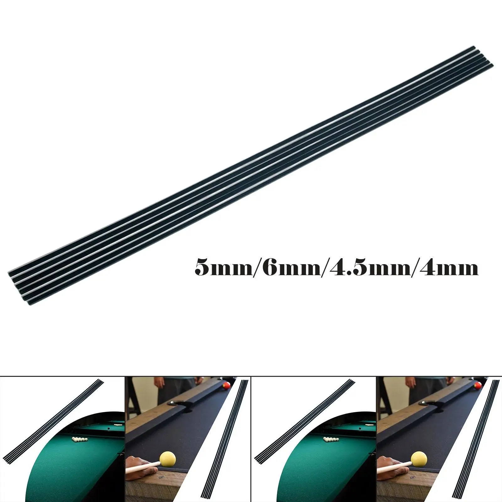 6x Pool Table Edge Strips Cloth Repair Trim Strips for Snooker Replace Black