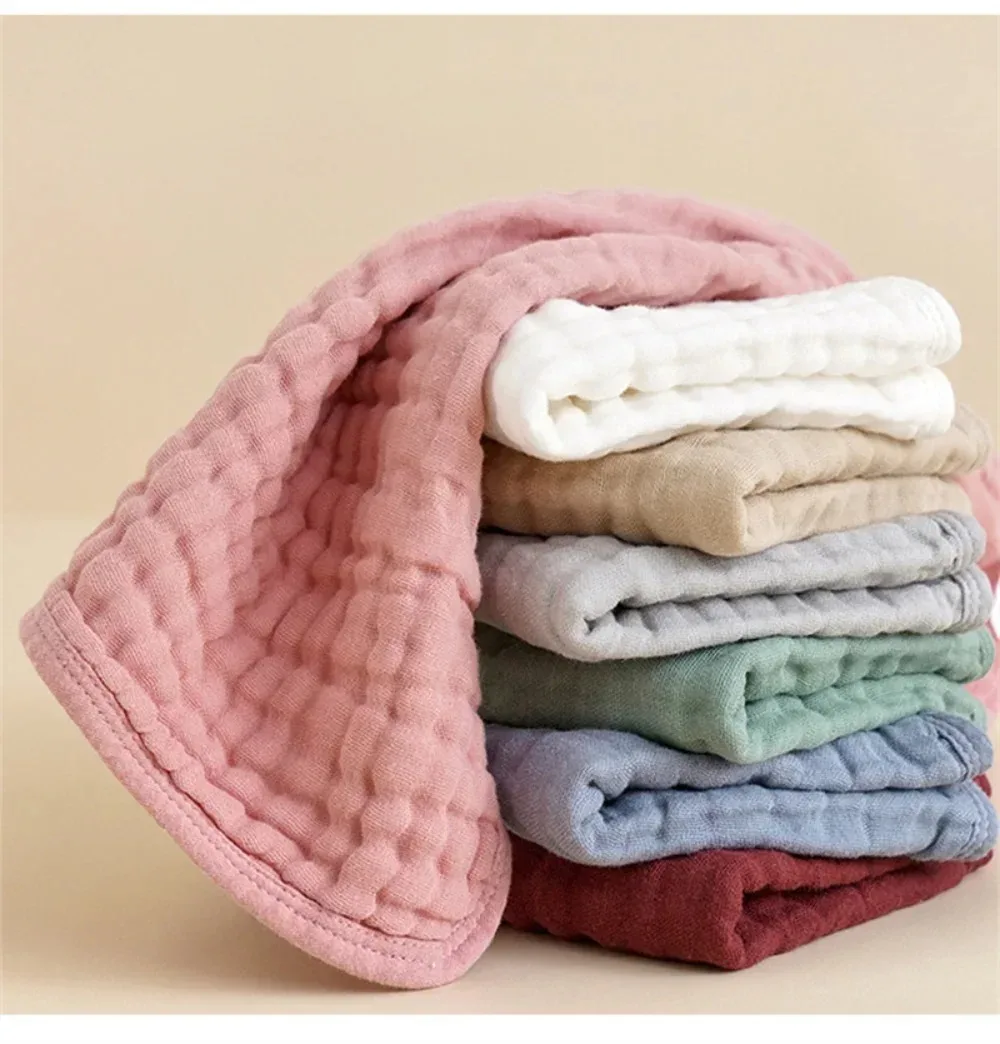 1PCS 25*50cm Soft Absorbent 6 Layers Cotton Muslin Baby Burp Cloths Newborn Drooling Teething Burping Towel Bibs for Boys Girls