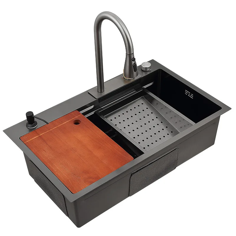 

Kitchen vegetable sink Black King Kong nano vegetable basin Internet celebrity handmade large single slot