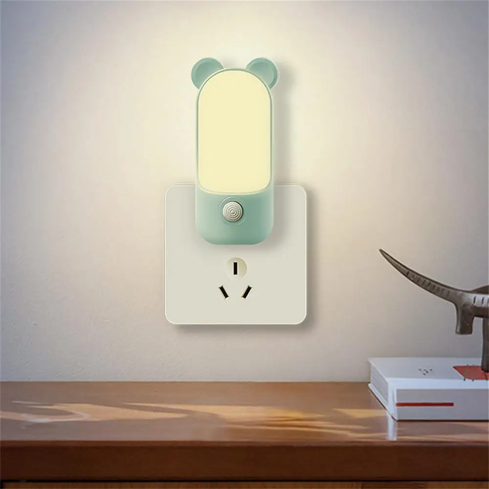 Mini Cute Night Light LED Plug-In Portable Socket Book Lights Bedside Sleep Lamps Home Kitchen Decoration Light Manual Switch