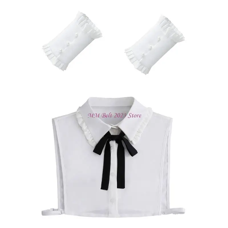 49me-women-false-cuffs-and-ruffled-bowtie-fake-collar-blouse-set-clothes-accessories