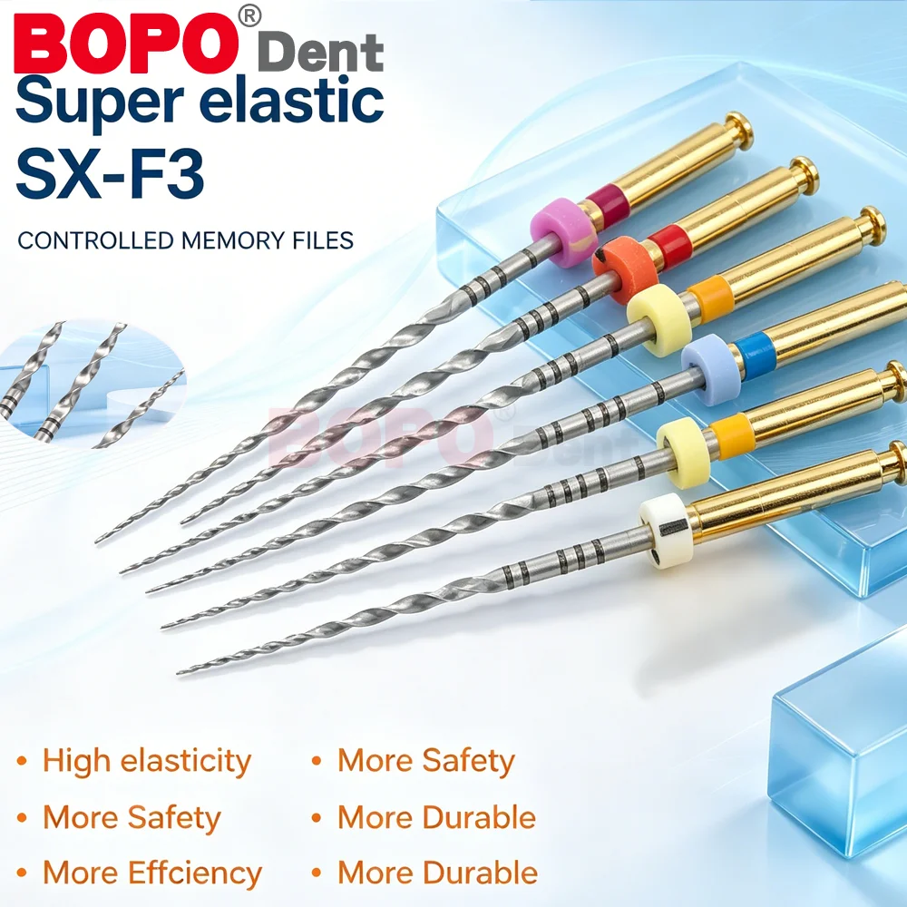6Pcs Dental Endo Flexible Files SX-F3 NiTi Rotary Root Canal Instrument S2 Endodontic Materials Laboratorio Endomotor Handpiece