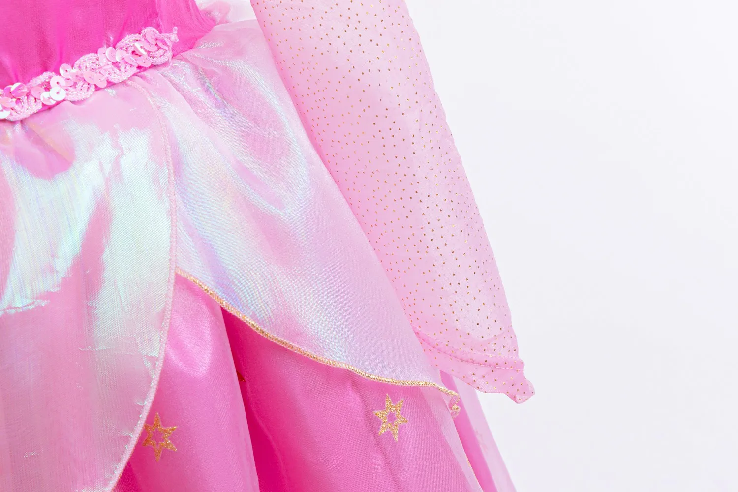 Mädchen Rosa Schulterfreies Prinzessinnenkleid Aurora Kostüm Schleife mit Rubinbesatz Ballkleid Halloween Dornröschen Rollenspiel-Outfit – Detail 7