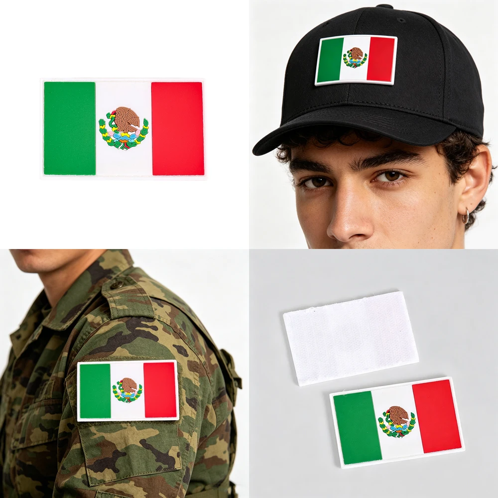 PVC Mexiko-Flaggen-Patch mit Klettverschluss, Bestickte Nationalflagge für Mützen, Rucksäcke, Taktische Ausrüstung und Geschenke – Detail 1