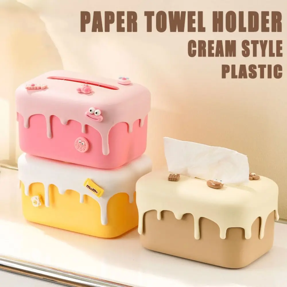 

Creative Paper Towel Holder Cream Style Plastic Paper Towel Dispenser Napkin Dispenser Large Capacity Napkin Storage Case
