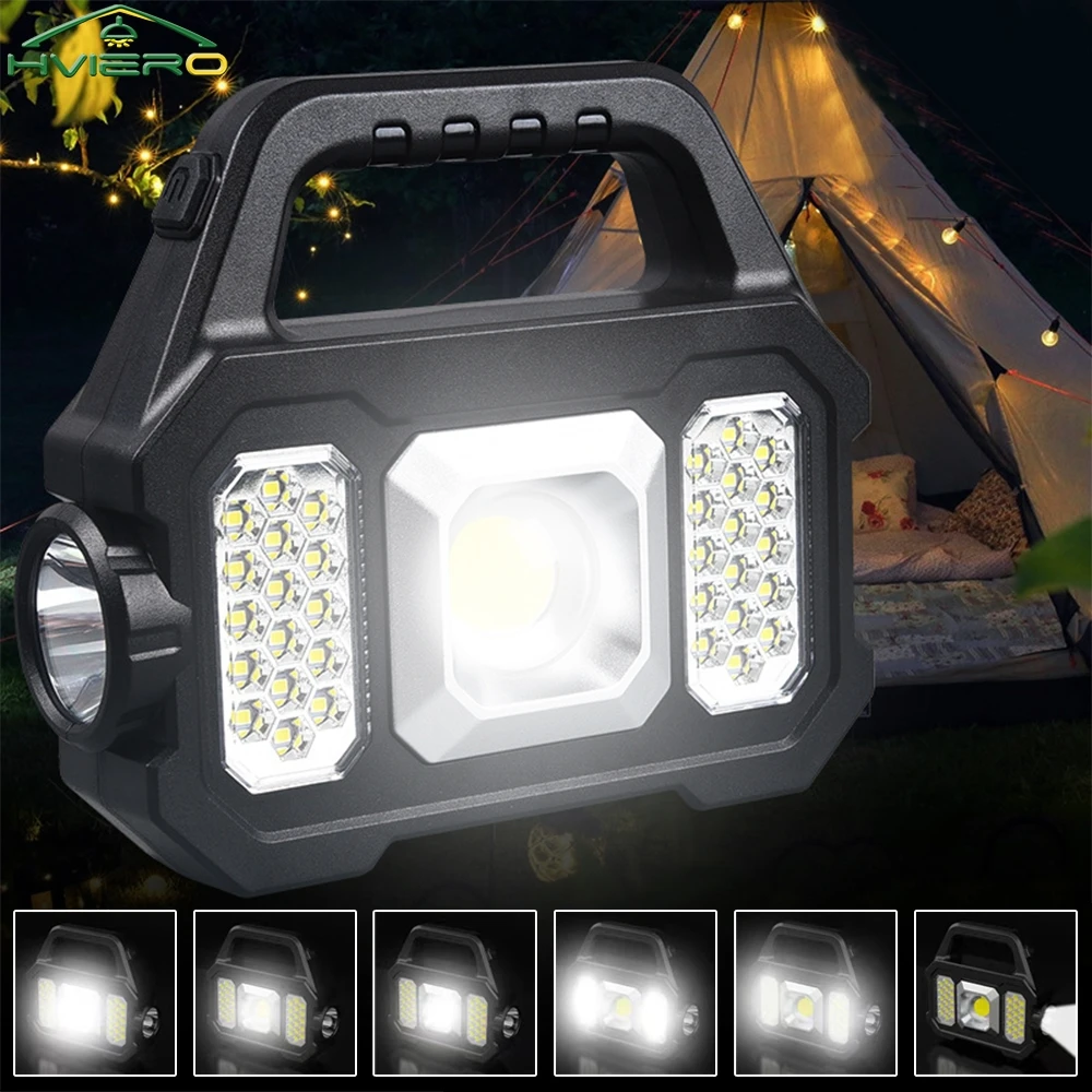 

Multifunctional Flashlight Outdoor Waterproof Solar Rechargeable Searchlight Carrying Night Riding Treasure Strong Cob Hand Lamp