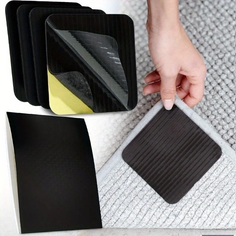 4 Pack Reusable Non Slip Carpet Underlay Pads Washable, Slip Mat for Rugs and Floors, Secure Hold for Home Use
