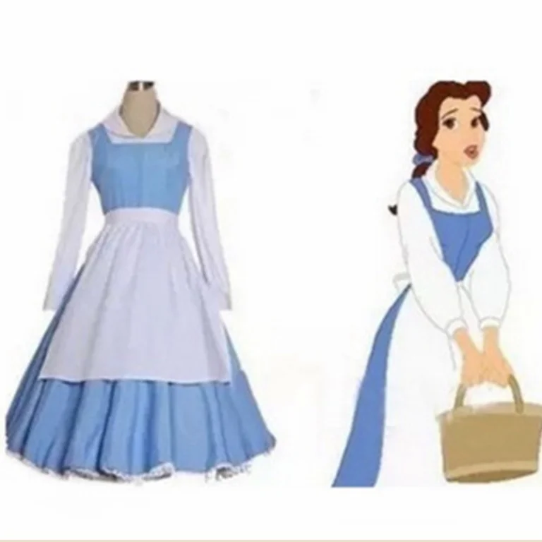 

Beau And the Beast Belle Maid Costume Cosplay Outfit Princ Performance loween Lolita COS Clothes Women's Traditional ...
