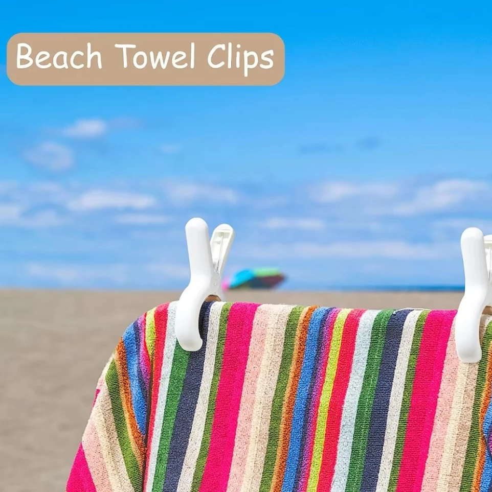 12pcs Plastic Windproof Clothespin, Large Beach Towel Clips, Strong Clothes Pegs, Quilt Hanging Clip, Non Slip Fixed Clothespin