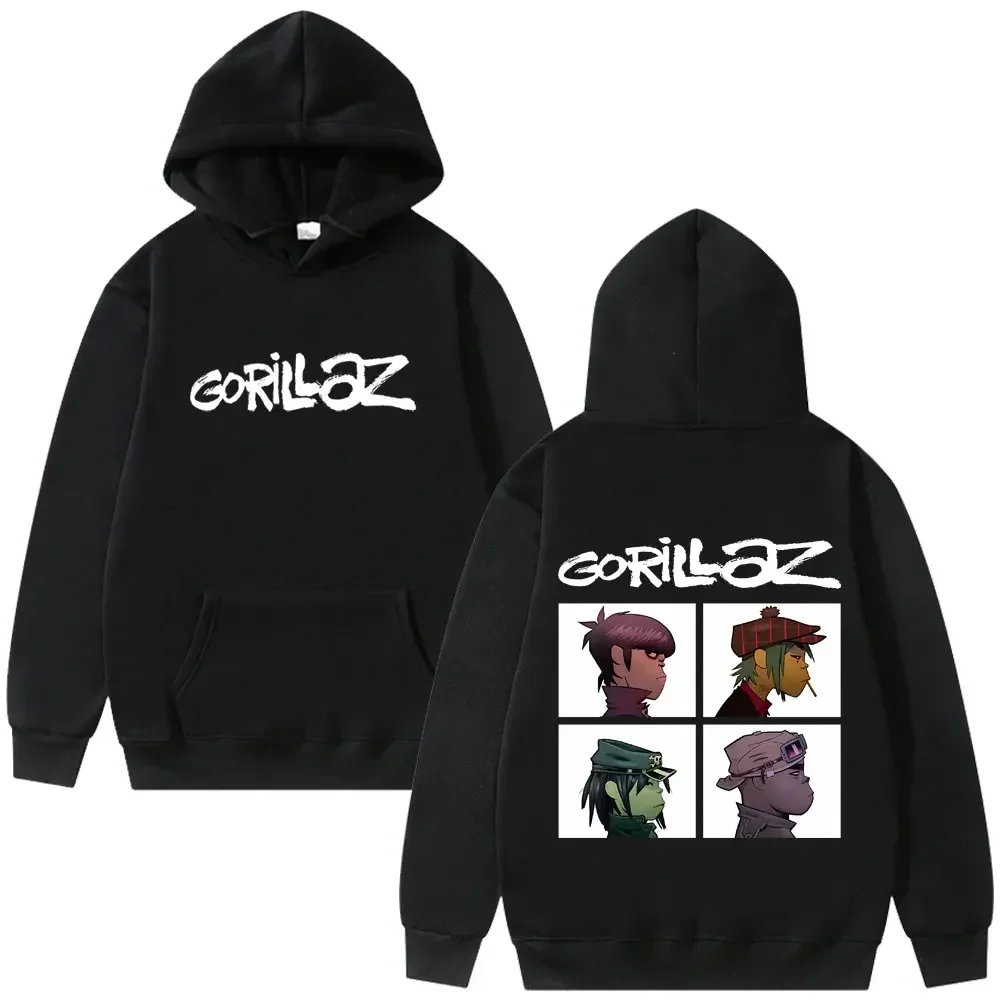 The Gorillaz Rock Band's Fashion Album Features Pattern Prints on Men's Hoodies Casual Autumn Sweatshirt Street Wear Y2k Clothes
