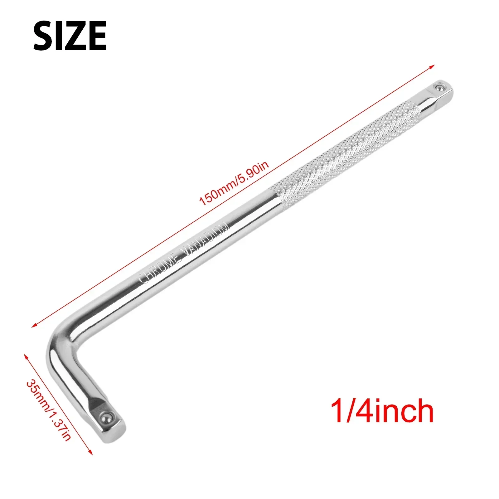 Anti-Slip Chrome Vanádio Extensão de Aço, Chave Soquete Bar Bent, Ferramentas Manuais, Novo, Tipo L, 1/2 ", 1/4", 3/8 ", 1Pc