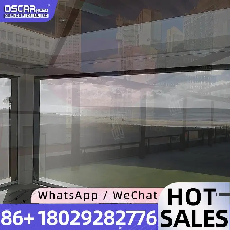 

Smart Motorized Outdoor Patio Blinds Electric Sun Shade Screens Waterproof Side Track Zip System for Garden Balcony Terrace Roll