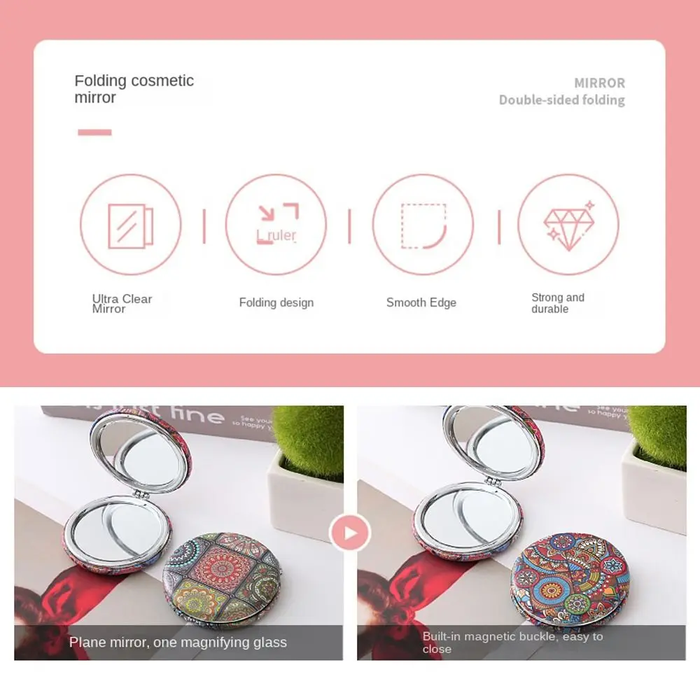 مرآة صغيرة على طراز بوهيميا رائعة قابلة للطي عالية الوضوح مرآة مكياج أنيقة للديكور مرآة تجميل للسفر