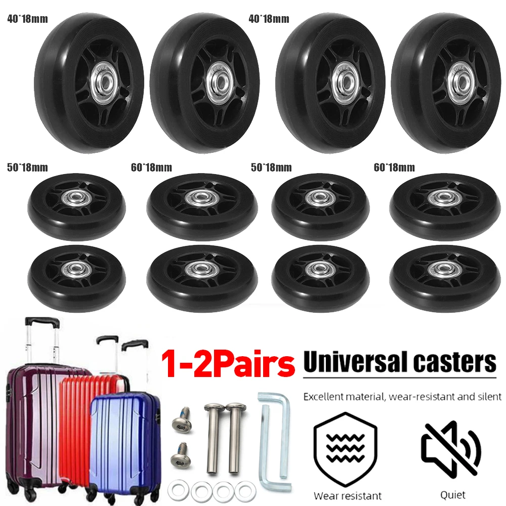 1-2 пары, универсальные бесшумные колесики для чемодана, диаметр 40/45/50/60 мм